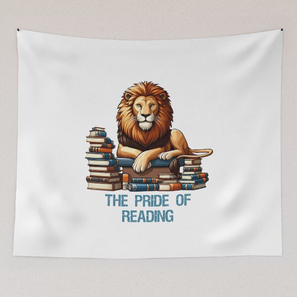 Artikelvorschau, Majestic Lion on stack of books entworfen und verkauft von Irbisinthebox.