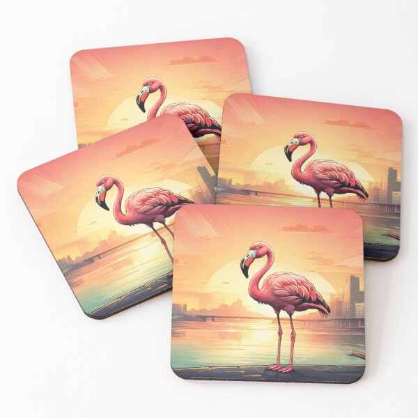 Item preview, Sunset City Stroll with Flamingo designed and sold by NeatThingLover.