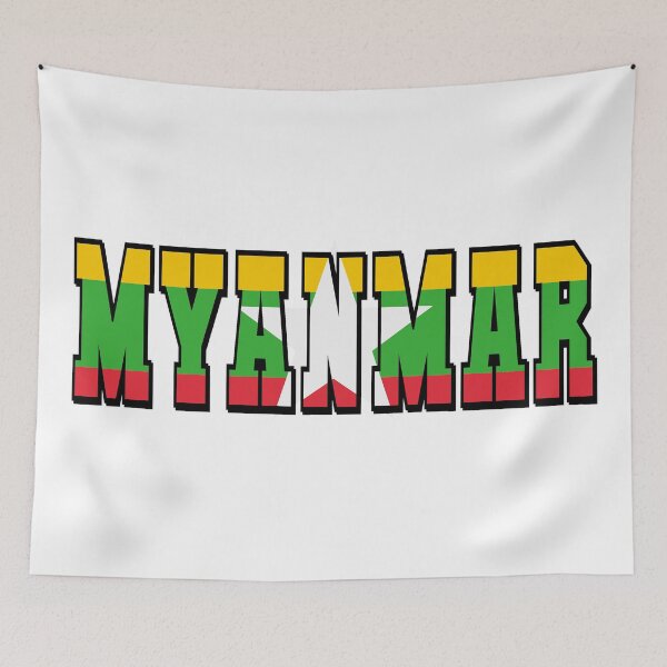 Item preview, Myanmar Country Flag Typography designed and sold by TravelWish.