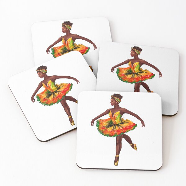 Item preview, Ballet dance dancer in Reggae Rasta Jamaica Jamaican colors tutu and pointe shoes cute dancing African American ballerina designed and sold by Artonmytee.