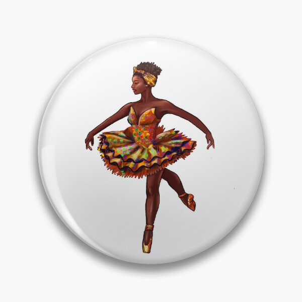 Item preview, Ballet dance dancer in Ghana Kente African print tutu and pointe shoes cute dancing African American ballerina designed and sold by Artonmytee.