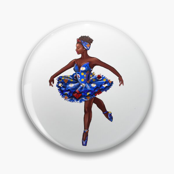 Item preview, Ballet dance dancer in blue Ghana Kente African print tutu and pointe shoes cute dancing African American ballerina designed and sold by Artonmytee.