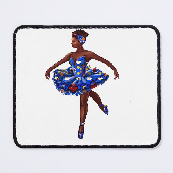 Item preview, Ballet dance dancer in blue Ghana Kente African print tutu and pointe shoes cute dancing African American ballerina designed and sold by Artonmytee.