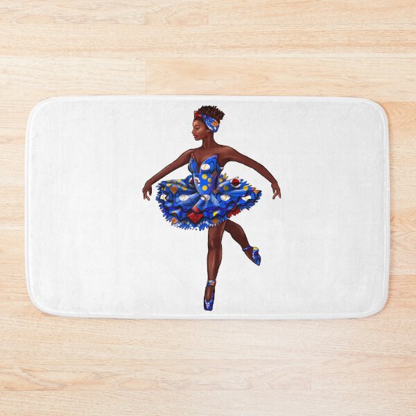 Item preview, Ballet dance dancer in blue Ghana Kente African print tutu and pointe shoes cute dancing African American ballerina designed and sold by Artonmytee.