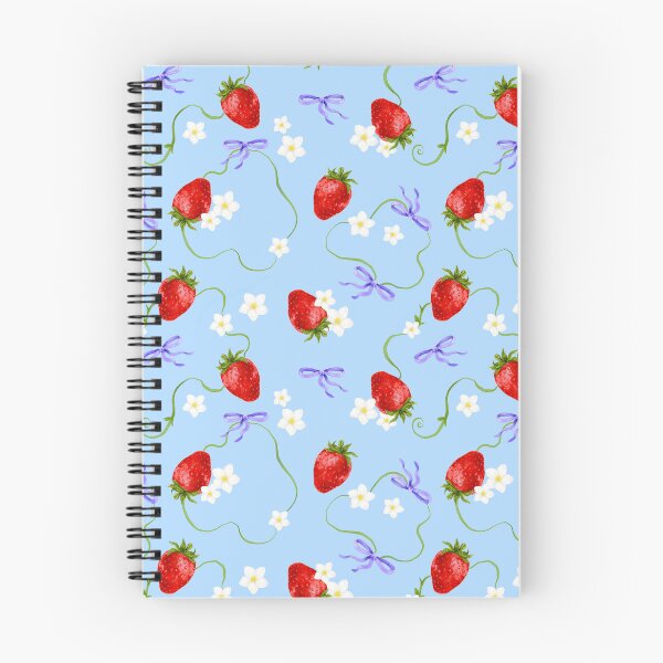 Item preview, Juicy strawberry pattern on blue background - watercolour drawing designed and sold by ChateauMargot.