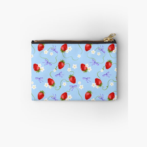 Item preview, Juicy strawberry pattern on blue background - watercolour drawing designed and sold by ChateauMargot.