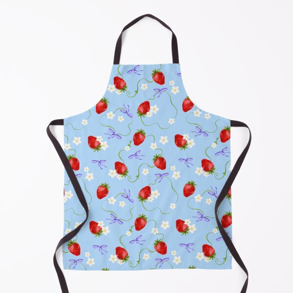 Item preview, Juicy strawberry pattern on blue background - watercolour drawing designed and sold by ChateauMargot.