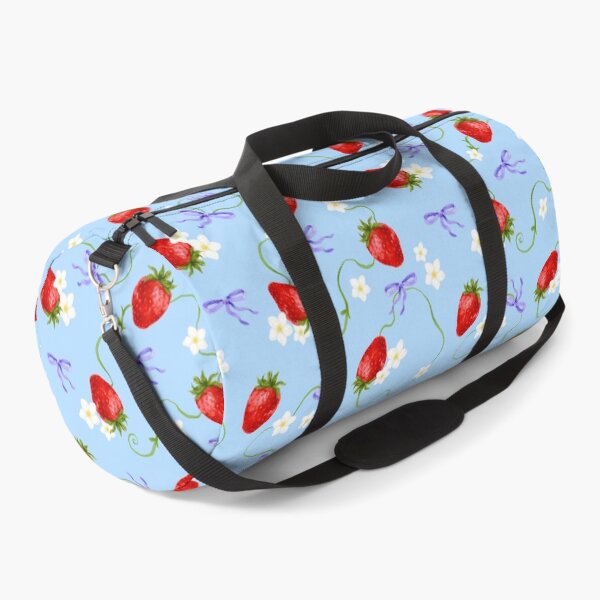 Item preview, Juicy strawberry pattern on blue background - watercolour drawing designed and sold by ChateauMargot.