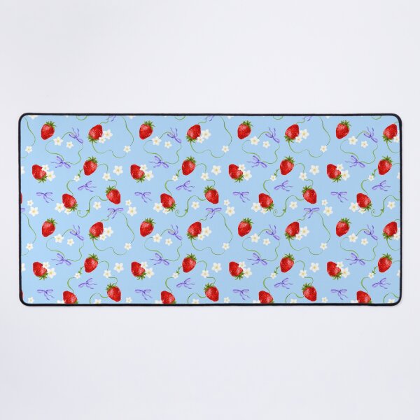 Item preview, Juicy strawberry pattern on blue background - watercolour drawing designed and sold by ChateauMargot.