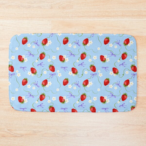 Item preview, Juicy strawberry pattern on blue background - watercolour drawing designed and sold by ChateauMargot.