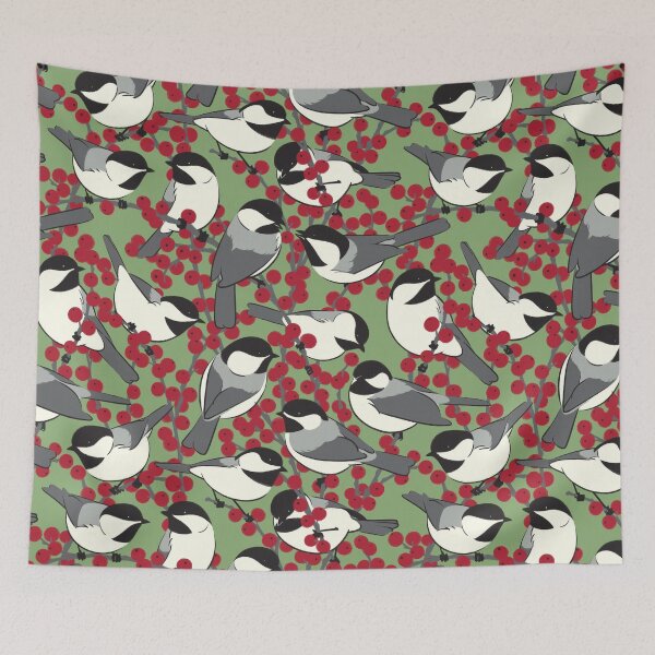 Item preview, Chickadees & Winterberry Holly designed and sold by JadaFitch.