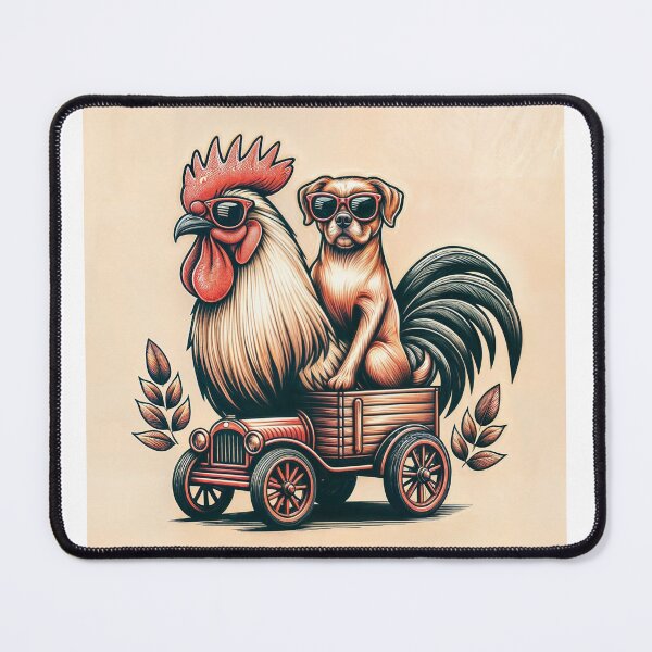 Item preview, Cool Canine Cock-a-Doodle: Dog Riding Rooster Sunglasses Animal Art Print designed and sold by Bittor18.