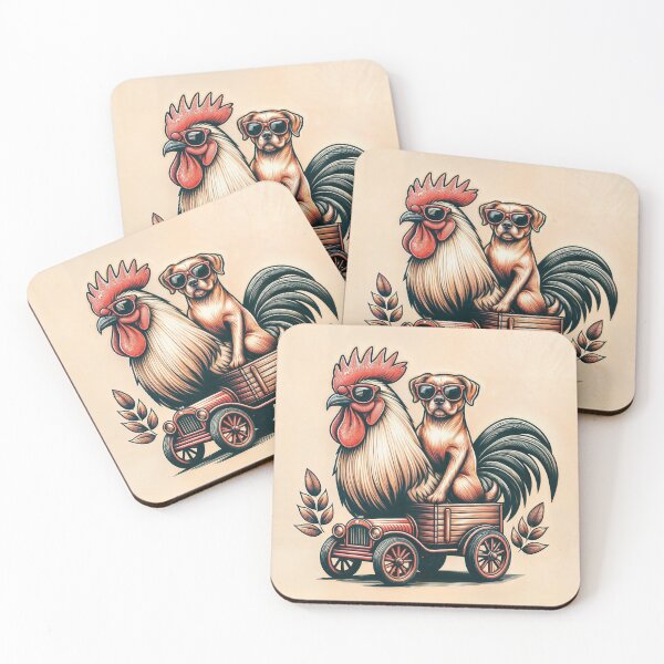 Item preview, Cool Canine Cock-a-Doodle: Dog Riding Rooster Sunglasses Animal Art Print designed and sold by Bittor18.