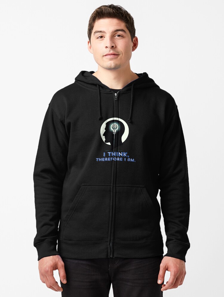 Thumbnail 1 of 5, Zipped Hoodie, Enlightened Thoughts Tee - Mindful Existence Design designed and sold by nncreator.