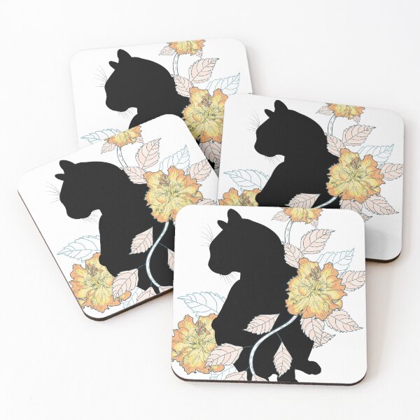 Item preview, Cat silhouette with cute flowers and leaves designed and sold by hateeyes.