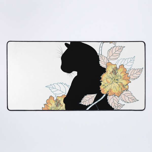 Item preview, Cat silhouette with cute flowers and leaves designed and sold by hateeyes.