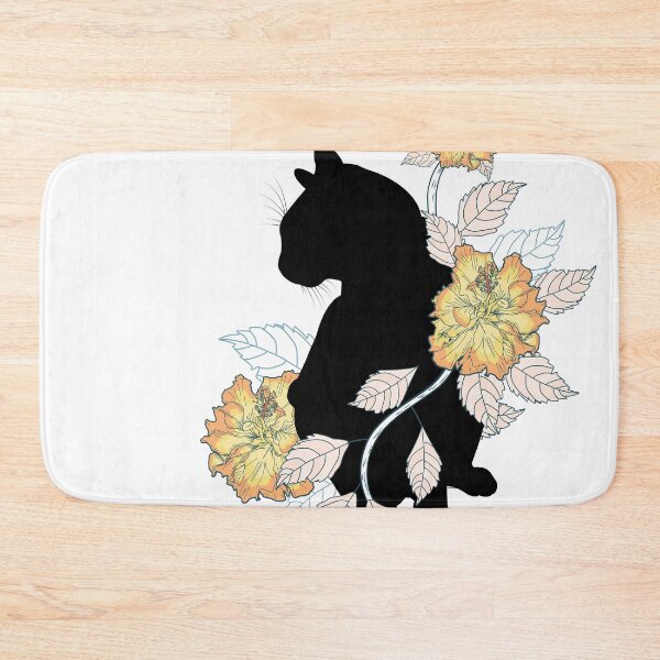 Item preview, Cat silhouette with cute flowers and leaves designed and sold by hateeyes.