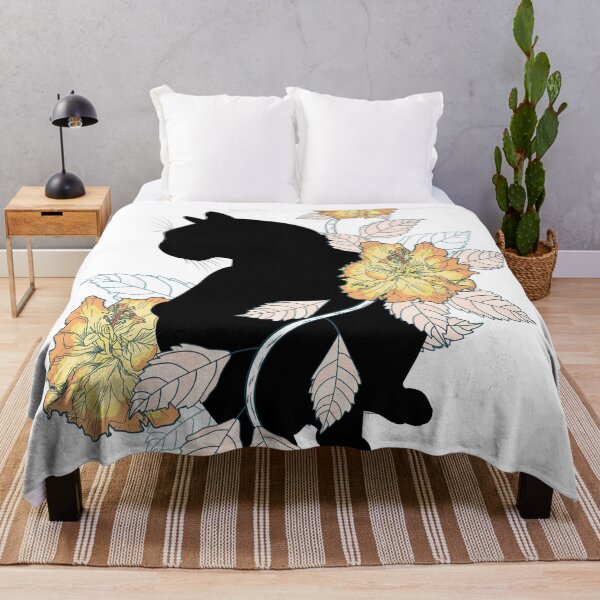 Item preview, Cat silhouette with cute flowers and leaves designed and sold by hateeyes.