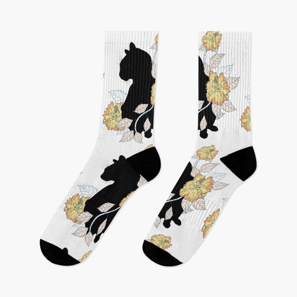 Item preview, Cat silhouette with cute flowers and leaves designed and sold by hateeyes.