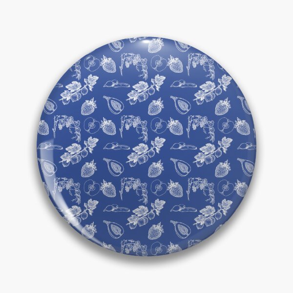 Item preview, Countryside Charm: Fruit Toile - French Country Romantic Style White Fruit Pattern on French Blue designed and sold by IraNiva.