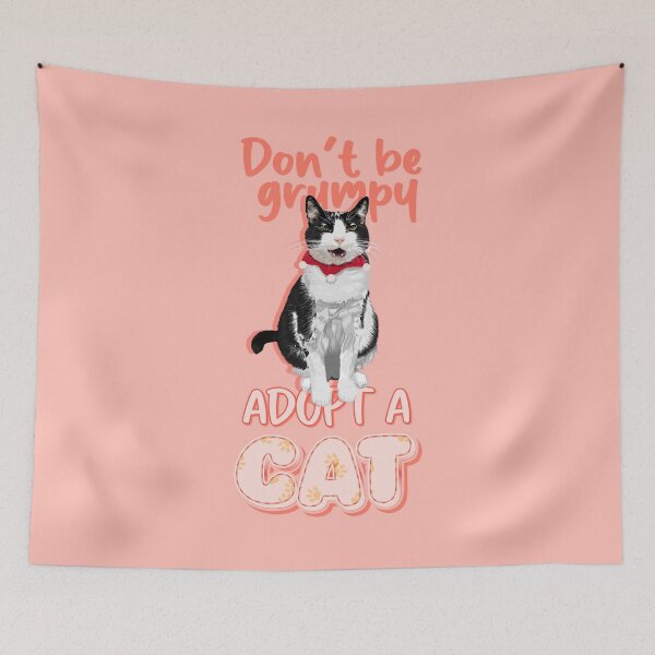 Item preview, Cute cat with message adopt a cat in English designed and sold by hateeyes.