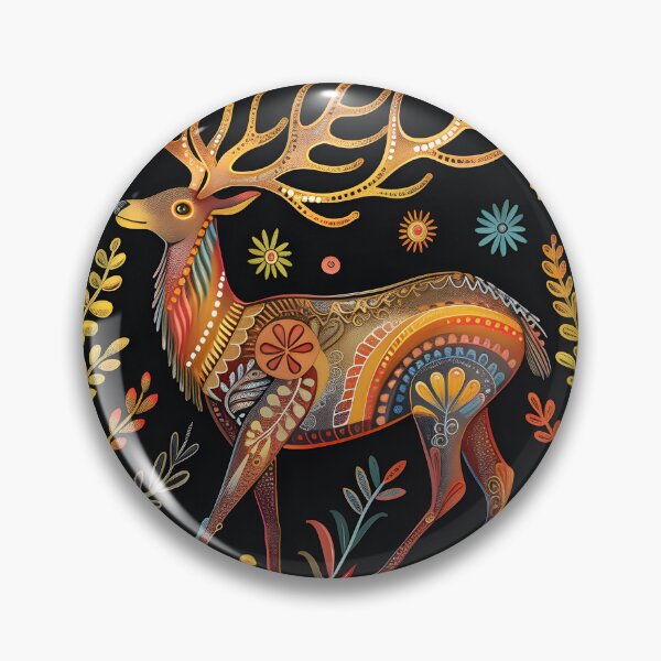 Item preview, Folk deer colourful stag designed and sold by Folksy Living.