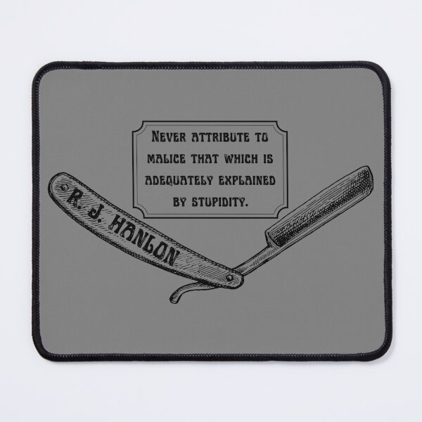 Item preview, Hanlon's Razor (black, rectangular) designed and sold by SweetsAndSavary.