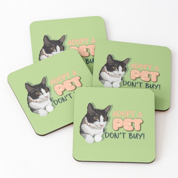 Item preview, Cute cat with message adopt a cat in English designed and sold by hateeyes.