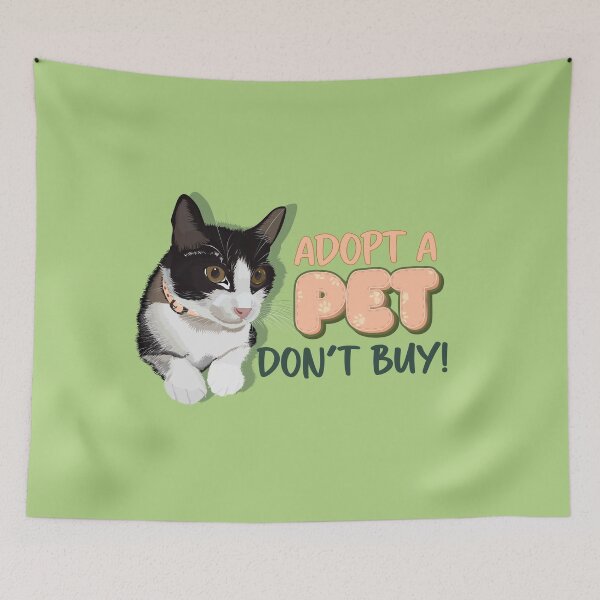 Item preview, Cute cat with message adopt a cat in English designed and sold by hateeyes.