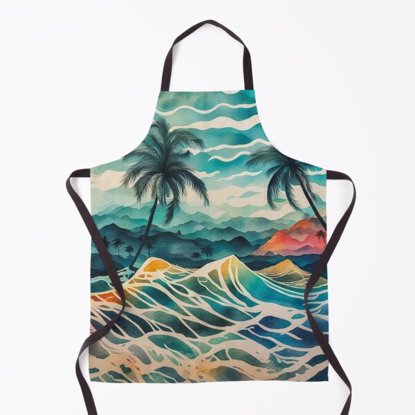 Item preview, Tropical Island - Great Wave of the Ocean - Summer Beach - Shoreline with Palm Tree - Vintage Retro Kanagawa Wave designed and sold by MyArt23.