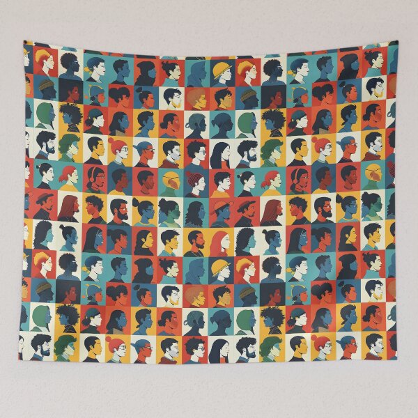 Item preview, diverse faces of different ethnicity pattern  designed and sold by xiao xuans.