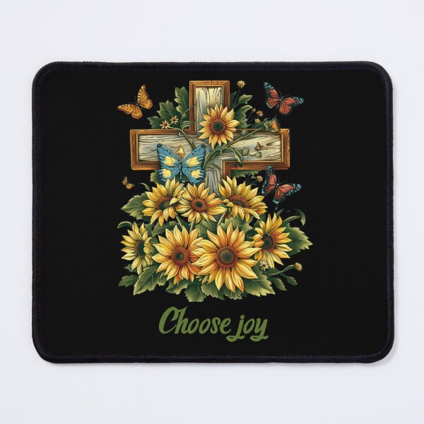 Item preview, Cross Sunflowers Butterflies Christian Choose joy designed and sold by ArtFromBeyond.