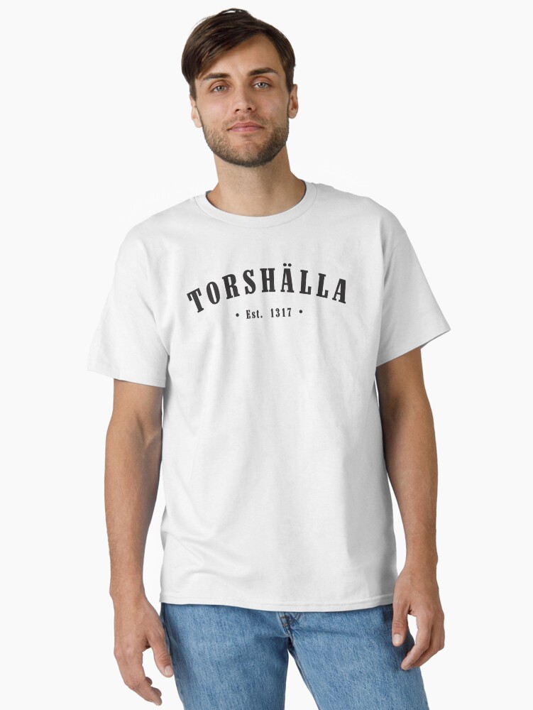 Thumbnail 2 of 7, Classic T-Shirt, Torshälla Södermanland Sweden Est. 1317 Black Letter Sverige designed and sold by establishedwear.