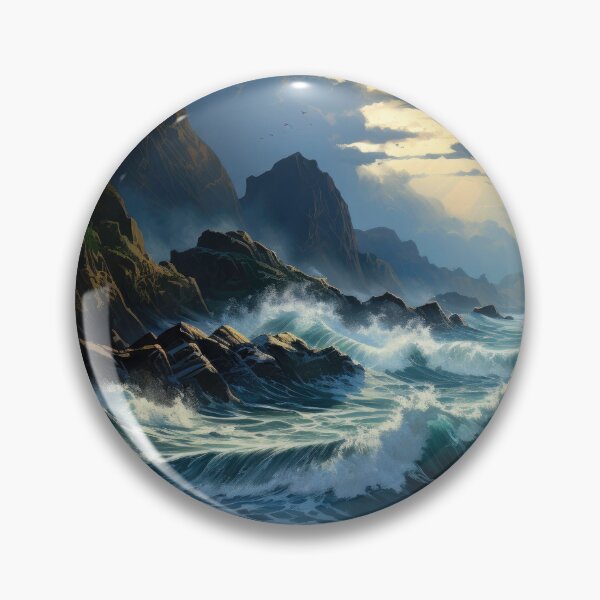 Item preview, Waves Crashing on Rocks in the Ocean Realistic Digital designed and sold by frequent-art.