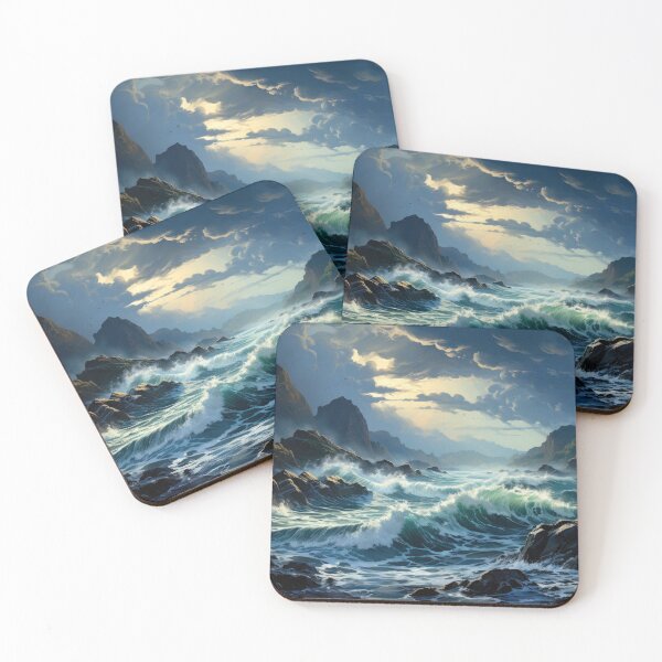 Item preview, Waves Crashing on Rocks in the Ocean Realistic Digital designed and sold by frequent-art.