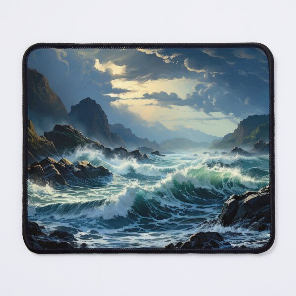 Item preview, Waves Crashing on Rocks in the Ocean Realistic Digital designed and sold by frequent-art.