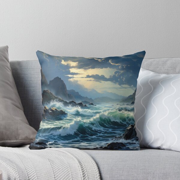 Item preview, Waves Crashing on Rocks in the Ocean Realistic Digital designed and sold by frequent-art.