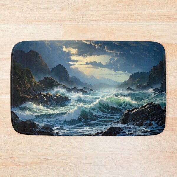 Item preview, Waves Crashing on Rocks in the Ocean Realistic Digital designed and sold by frequent-art.