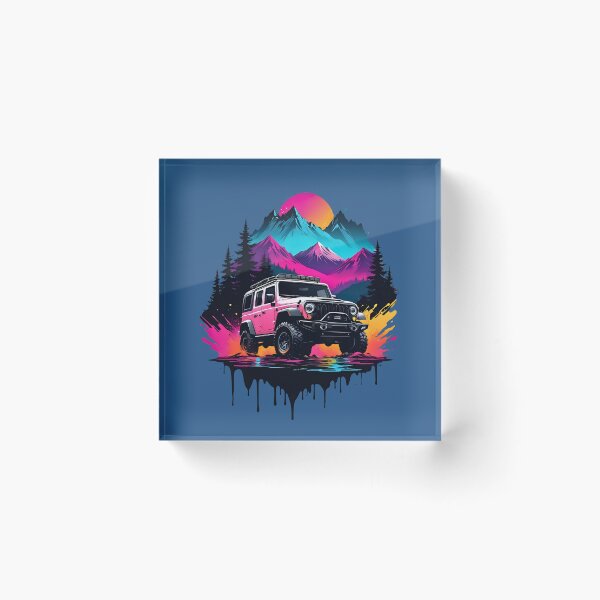 Item preview, Offroad SUV 4x4 neon retro vintage nature design designed and sold by BorgSpareParts.