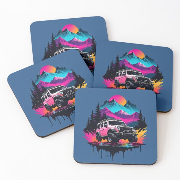 Item preview, Offroad SUV 4x4 neon retro vintage nature design designed and sold by BorgSpareParts.