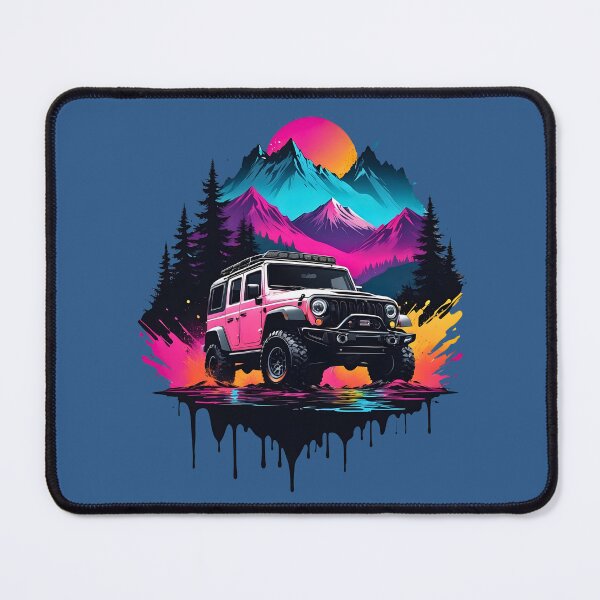 Item preview, Offroad SUV 4x4 neon retro vintage nature design designed and sold by BorgSpareParts.