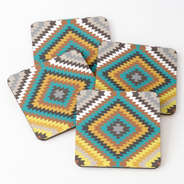 Item preview, Modern Kilim - yellow, teal and brown - Geometric pattern by Cecca Designs designed and sold by Cecca-Designs.