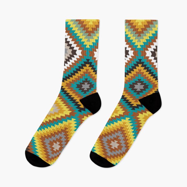 Item preview, Modern Kilim - yellow, teal and brown - Geometric pattern by Cecca Designs designed and sold by Cecca-Designs.