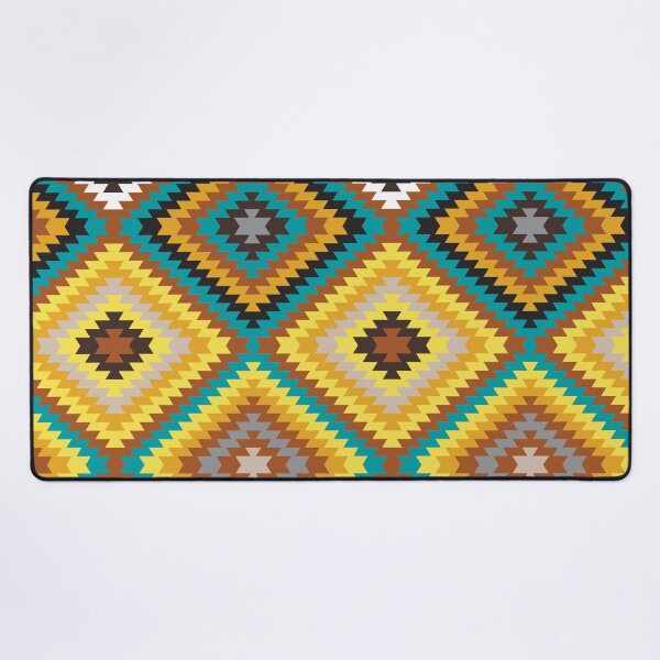 Item preview, Modern Kilim - yellow, teal and brown - Geometric pattern by Cecca Designs designed and sold by Cecca-Designs.