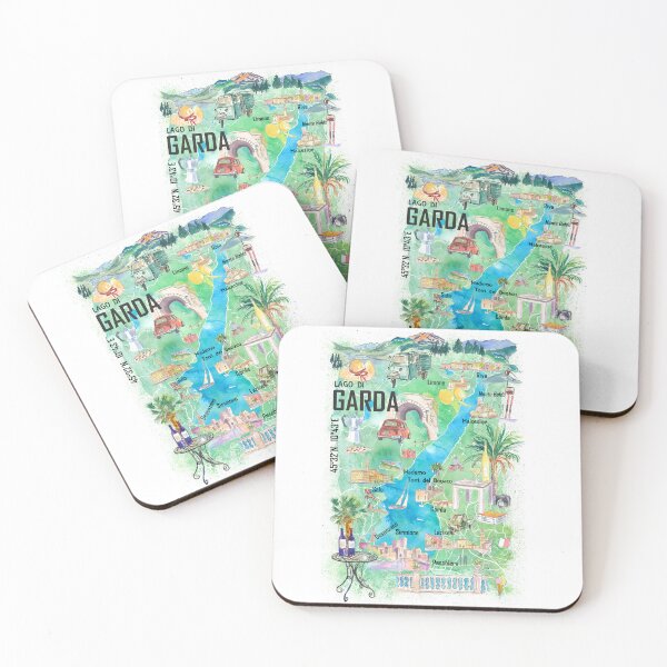 Item preview, Lake Garda Italy Illustrated Map with Roads and Tourist Highlights designed and sold by artshop77.