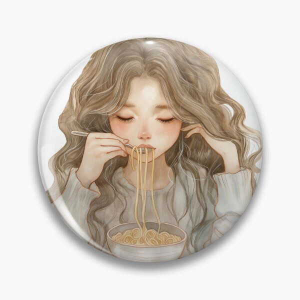 Item preview, Girl Eating Spaghetti Cute Scandinavian Style Watercolor designed and sold by EmilyFNM3D.