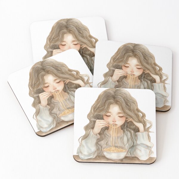 Item preview, Girl Eating Spaghetti Cute Scandinavian Style Watercolor designed and sold by EmilyFNM3D.