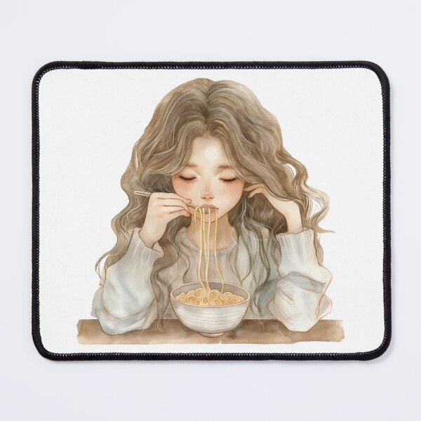 Item preview, Girl Eating Spaghetti Cute Scandinavian Style Watercolor designed and sold by EmilyFNM3D.