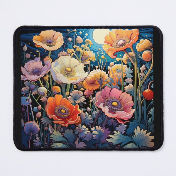 Item preview, Colorful poppies on night background designed and sold by Zhaphiraccu.