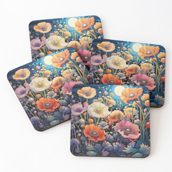 Item preview, Colorful poppies on night background designed and sold by Zhaphiraccu.